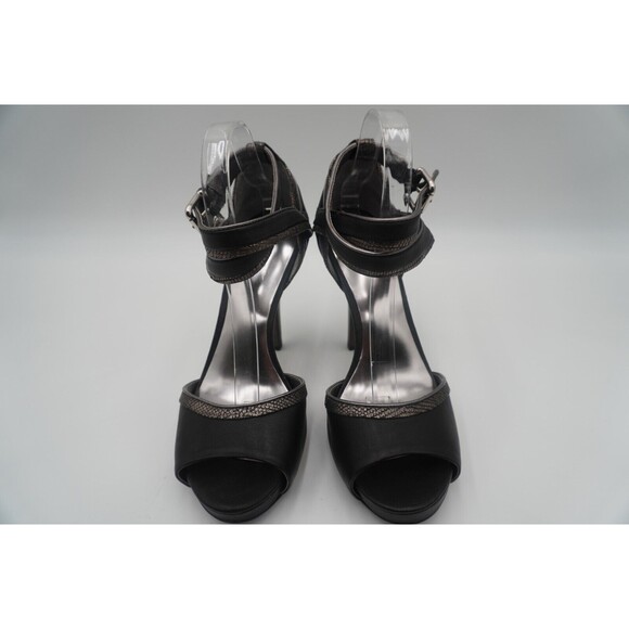 Coach Andrea Open Peep Toe Black Ankle Stiletto Heel Crisscross Strap Size 10 - Picture 7 of 15